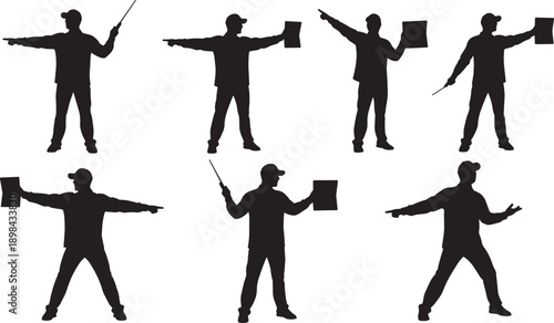 Black Solid Weather Forecaster Silhouettes Set of Six