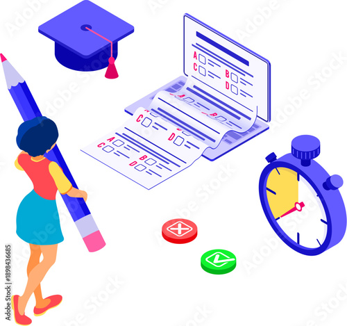 Online distance education exam test