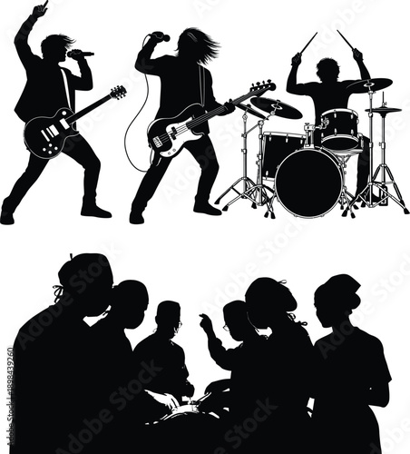 Rock concert silhouette illustration