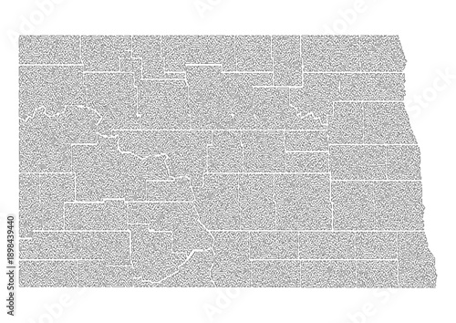 Abstract North Dakota US State Map Organic Maze Style Line Art Vector Illustration Modern Wall Decor Print