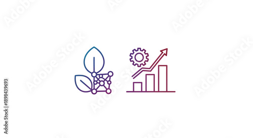 Illustration depicting sustainable growth, eco-friendly business and progress of technology