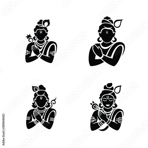 Lord krishna vector silhouette bundle