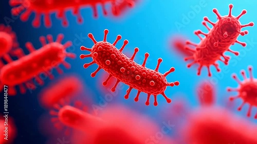 RedVirusParticlesonBlueGradientBackground