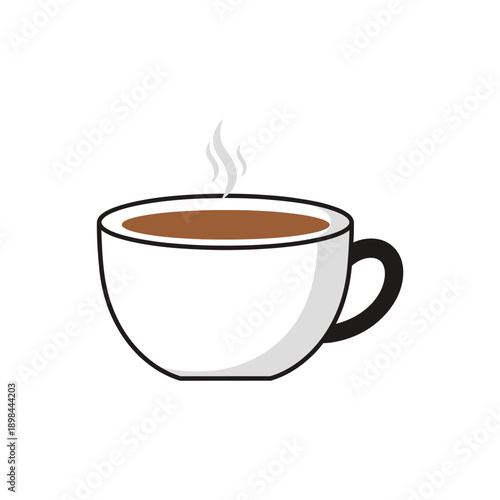 Steaming Hot Coffee Cup Icon, Morning Brew, Isolated White Background