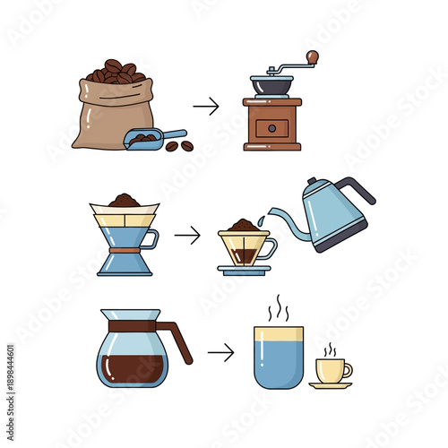 Coffee Making Process Step-by-Step Infographic: Beans to Cup