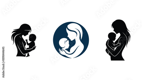 Motherhood silhouettes a collection of maternal love and care imagery