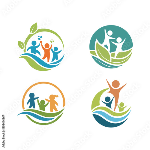 Modern Child Physiotherapy Logo Design Vector Illustration for Pediatric Rehab Clinic Branding on White Background