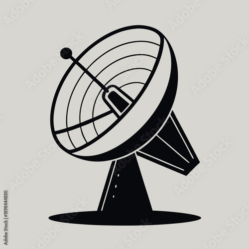 A minimalist black and white illustration satellite dish vector illustration