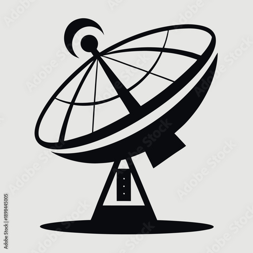 A minimalist black and white illustration satellite dish vector illustration