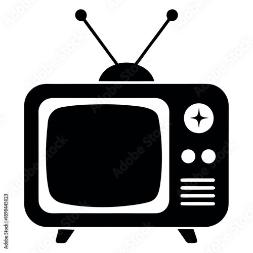 A minimalist-black-and-white-illustration  retro tv vector illustration