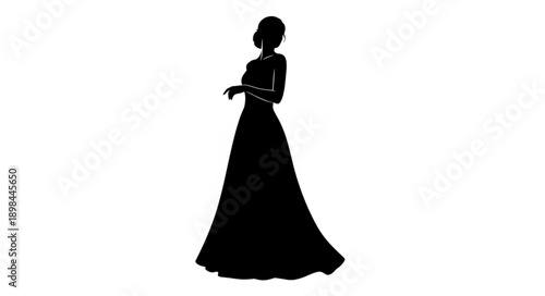 Elegant Woman Silhouette Evening Gown.