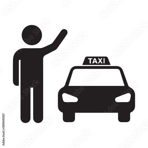 Person hailing a taxi, urban transport concept