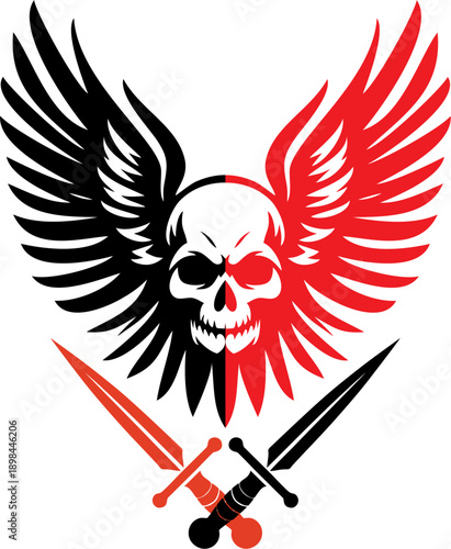 Winged Skull Tattoo Silhouett...