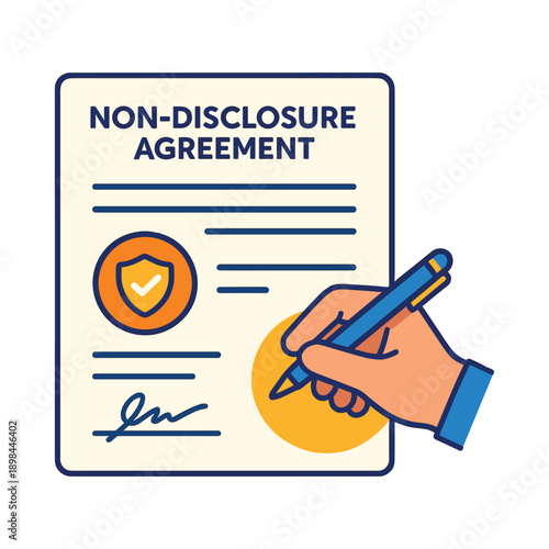 Hand signing non disclosure agreement document