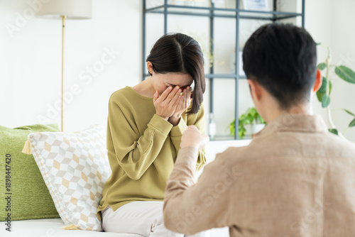 Obraz na plátně 夫婦喧嘩をするミドルの夫婦