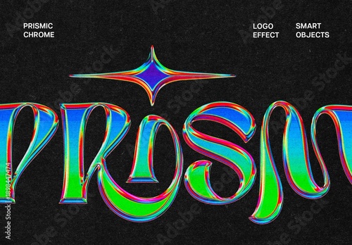 Prismic Chrome Logo Effect Mockup