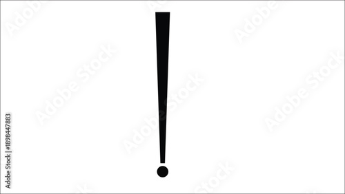 A bold black exclamation mark stands prominently centered on a pristine white background.
