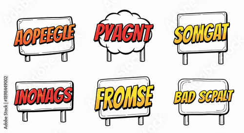 funny cartoon billboards with nonsense words