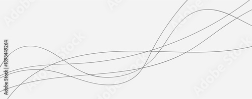 Black squiggle cable lines, wavy and curvy stroke. Wiggly irregular long element isolated on white background, vector illustration.