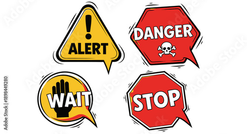 Warning signs icons set