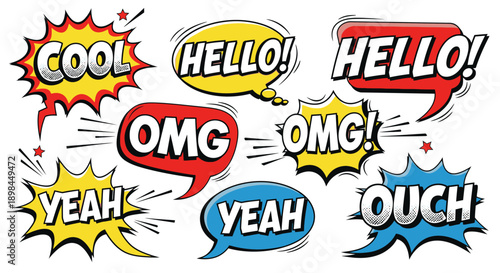 comic speech bubbles with expressions