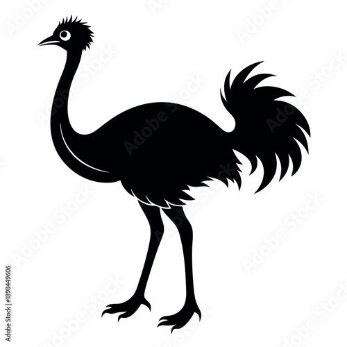 Ostrich silhouette vector icon 