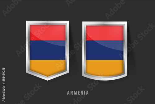 Vector Illustration of ARMENIA Label Logo. ARMENIA Badge Sign ARMENIA With Flag, Armenian Product Label Banners Template.