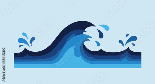 Stylized ocean wave illustration with splashing water.