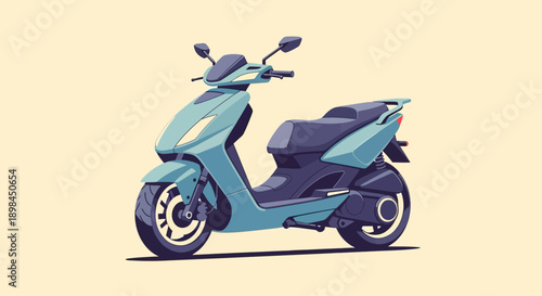 Modern blue scooter illustration on a light background.