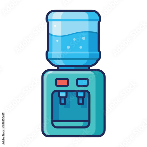 Water dispenser with bottle flat vector illustration