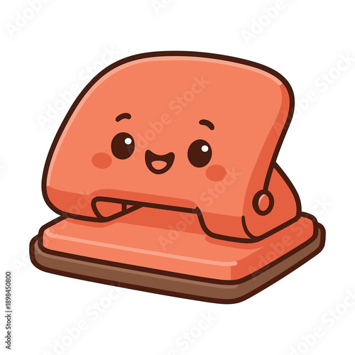 Happy Office Paper Hole Puncher Cartoon
