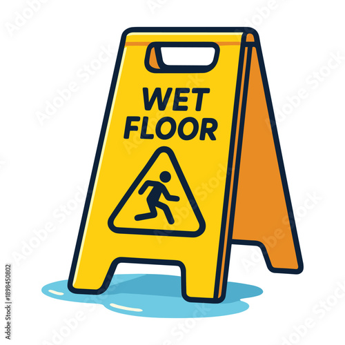 Yellow Wet Floor Safety Sign Standing