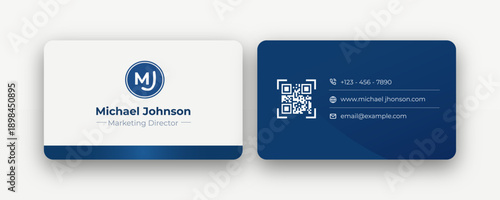 Contemporary Corporate Business Card with a balanced blue-white color scheme and streamlined professional styling.