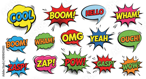Comic book speech bubbles with various expressions