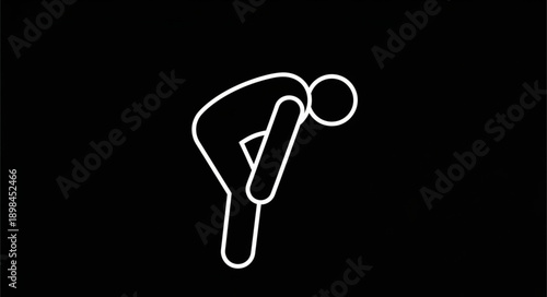 Exhausted person icon bent over with head down.