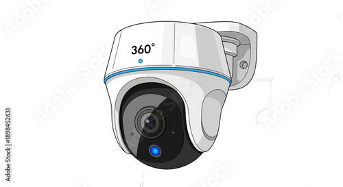 Modern 360 degree security camera monitors an indoor space for smart