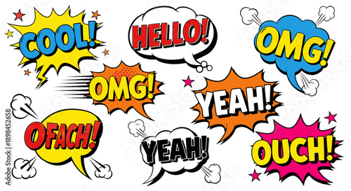 comic book speech bubbles with expressions
