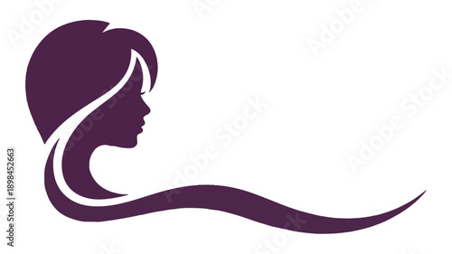 Elegant Beauty Salon Logo Silhouette with Long Flowing Hair Design.