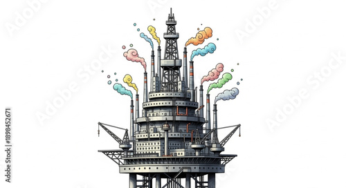 Fantasy Castle Tower with Colorful Flags.