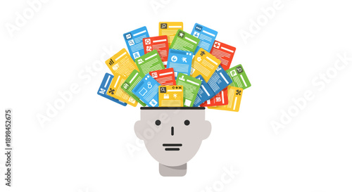 Conceptual mind bursting with colorful information and new ideas