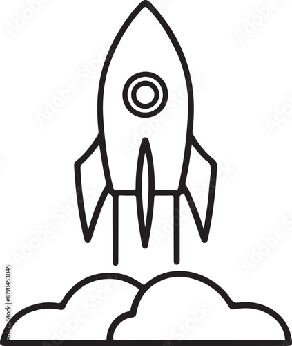Minimal silhouette style vector startup rocket logo design featuring clean black shapes, simple dynamic line art, modern minimalist innovation icon ideal for tech startups, business growth branding, d