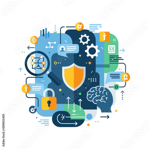 Digital Security Shield Icon Technology.