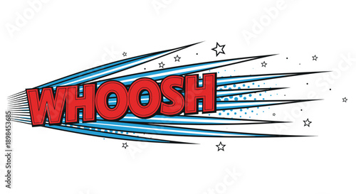 Comic book explosion effect with whoosh text