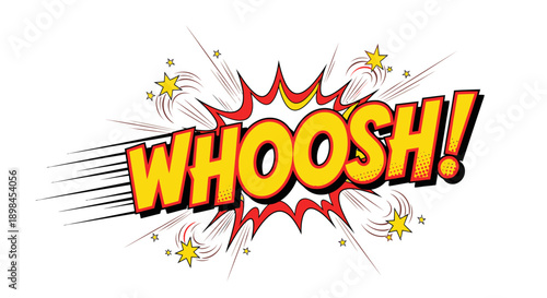 Comic book explosion effect with whoosh text