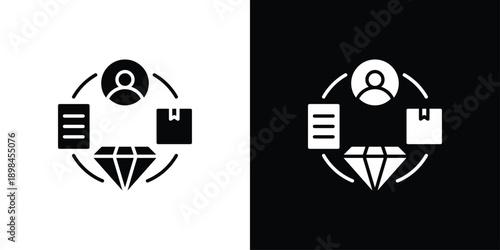 Value chain Icon Sheet Black And White
