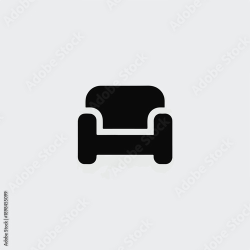 Minimalist Silhouette Icon of a Modern Upholstered Armchair.