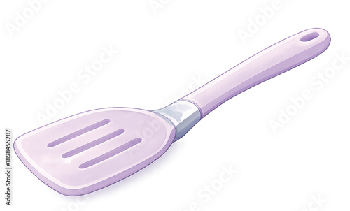 Cute Pastel Purple Spatula Watercolor Icon Isolated on Transparent Background