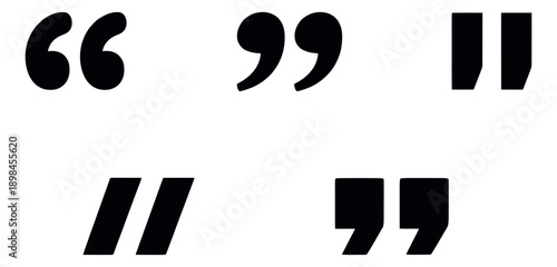 Modern quote marks set featuring various styles of curly, straight, and double prime symbols for text and communication design