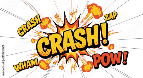 Comic book explosion with crash text