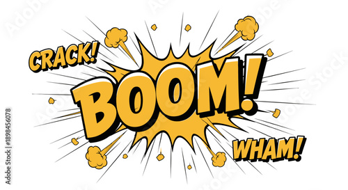 Comic book explosion with boom text effect
